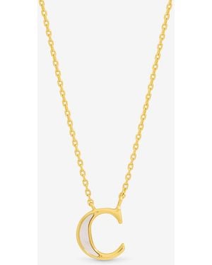 Inicio 14K Plated Pearl Initial Pendant - Metallic