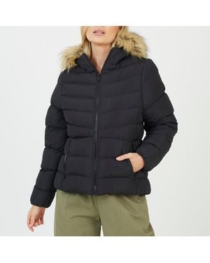 Brave Soul Gracey Padded Jacket With Fur Hood - Blue