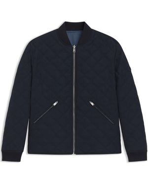 BOSS Reversible Band-Collar Quilted Jacket - Blue