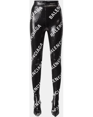 Balenciaga Sequinned Sock Boot Leggings - Black
