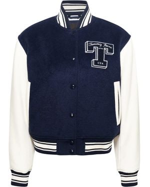 Tommy Hilfiger Letterman Wool Long Sleeve Varsity Jacket - Blue