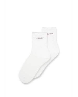 HUGO 2 Pack Of Quarter Length Socks With Logo Details - White