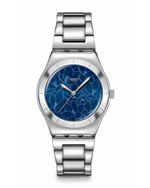 Swatch Adults Petal Frenzy Analogue Quartz Watch - Blue