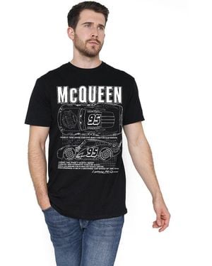 Disney Cars Lightning Mcqueen Outline T-Shirt - Black