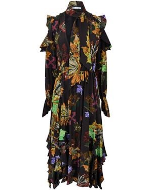 Off-White c/o Virgil Abloh Leaves Romantic Maxi Dress, Romantic Style - Black