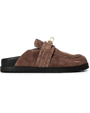 Nokwol Tammy Suede Flat Mule - Brown