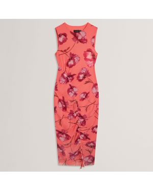 Ted Baker Mesh Midi Dress - Red
