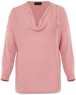 Phase Eight Dana Cowl Neck Button Trim Knit - Pink