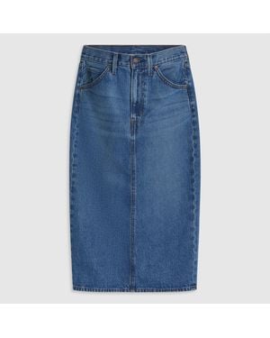 Levi's High-Rise Back Slit Skirt - Blue
