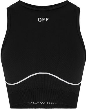 Off-White c/o Virgil Abloh Stamp Seamless Stencil-Effect Logo Crop Top - Black