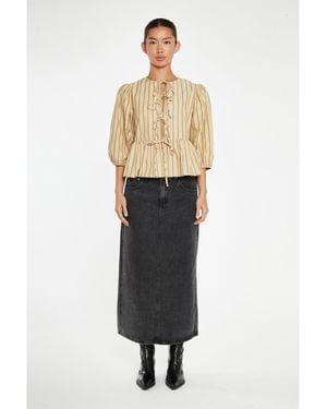 Glamorous Stripe Tie-Front -Top - White