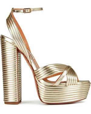 Aquazzura Sundance Plateau Platform Sandals - Metallic