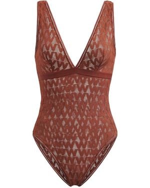 Wolford Net Logo Bodysuit - Red