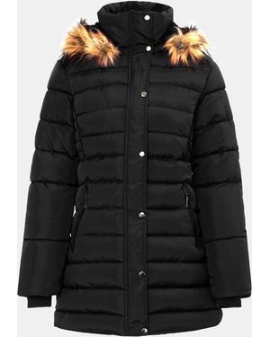 I Saw It First Isif Detachable Hood Sherpa Lined Knee Length Parka - Black