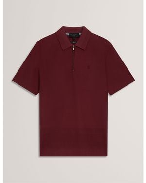 Ted Baker Textured Zip Short Sleeve Polo Shirt