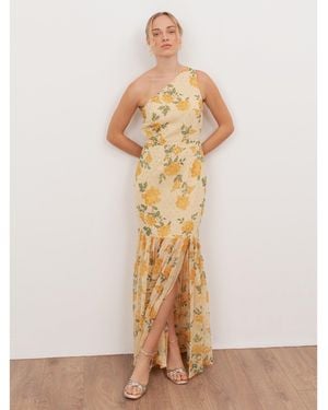 Anaya with love Recycled Print One Shoulder Maxi Dress - Natural