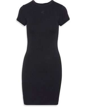 Calvin Klein Short Sleeve Ribbed Mini Dress - Blue