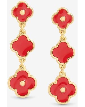 Mood Plated And Coral Clover Double Row Necklace - Red