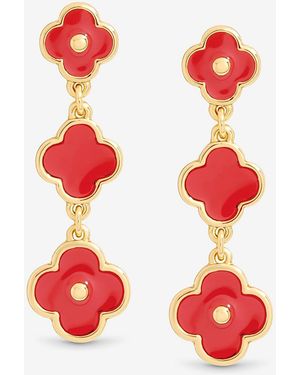 Mood Plated And Coral Clover Drop Earrings - Red