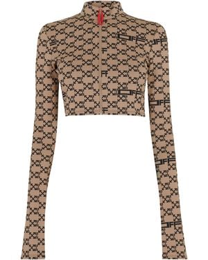 Off-White c/o Virgil Abloh Cropped Mock Neck Long Sleeve Tracksuit Top - Multicolour