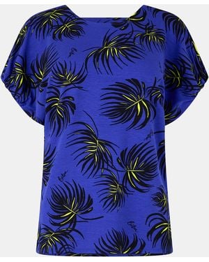 Biba Jersey Tab Short-Sleeve Blouse - Blue
