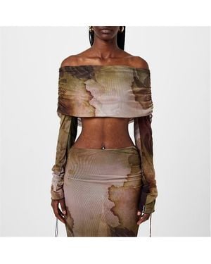 Jaded London Valerie Lace Up Top - Brown