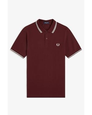Fred Perry F Perry Short Sleeve Twin Tipped Polo Shirt - Red