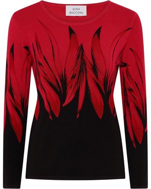 Gina Bacconi Nellie Floral Diamante Jumper - Red