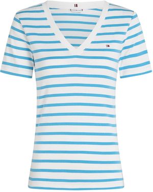 Tommy Hilfiger V-Neck Striped T-Shirt - Blue