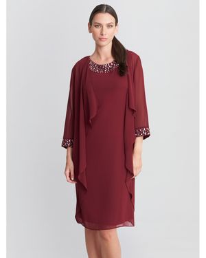 Gina Bacconi Joseline Short Chiffon Jacket Dress - Red