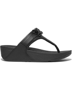 Fitflop Lulu Bejewelled Trim Toe-Post Sandals - Black
