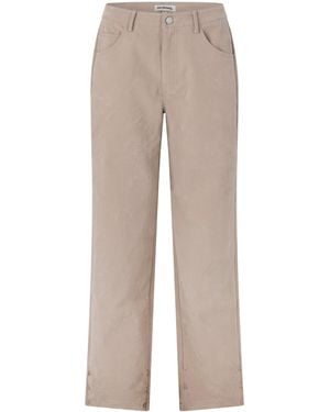 Mars the Label Faux Suede Straight-Leg Trousers - Grey