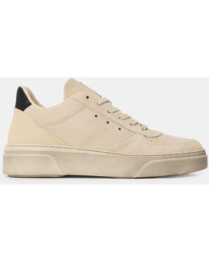 Steve Madden Brent Lace Up Low Top Trainers - Natural