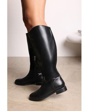 Where's That From Flat Heel Knee High Boot - Black