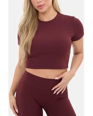 I Saw It First Short Sleeve Crop Top - Purple