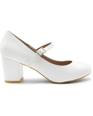 Where's That From Araceli Block Heel Court Shoes - White