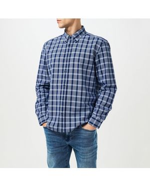 BOSS Patterned Long Sleeve Shirt - Blue