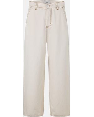 Ami Paris High Rise Wide Leg Trousers - White