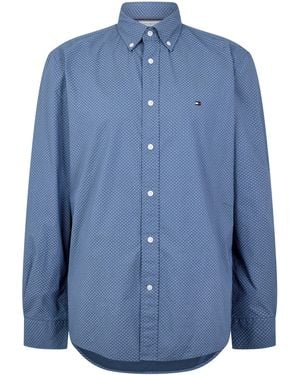 Tommy Hilfiger Cotton Long-Sleeve Geometric Print Shirt - Blue