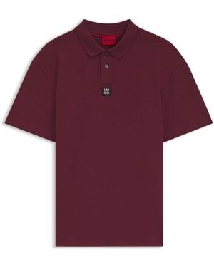 HUGO Deabono Short Sleeve Polo Shirt With Logo Detail - Purple