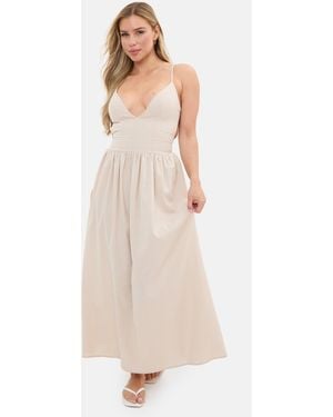 I Saw It First Strappy Linen Blend Maxi Dress - Natural