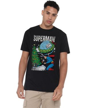 Dc Comics Superman Christmas Around The World T-Shirt - Black