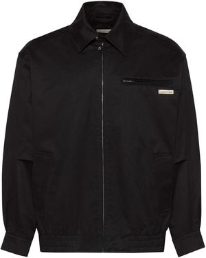 Calvin Klein Logo Shirt Jacket Long Sleeve Zip Parka - Black