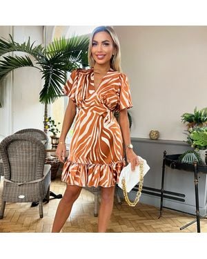 AX Paris Printed Short Sleeve V Neck Mini Dress - Multicolour
