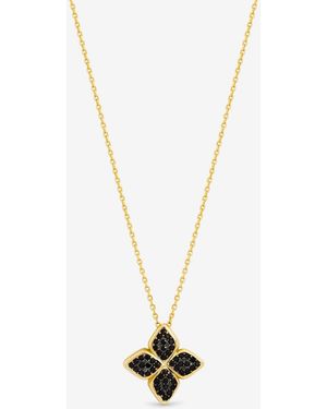 Jon Richard 14K Plated And Jet Druzy Stone Clover Pendant - Metallic