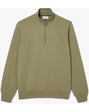 Lacoste High Neck Zipped Fleece Sweatshirt - Green
