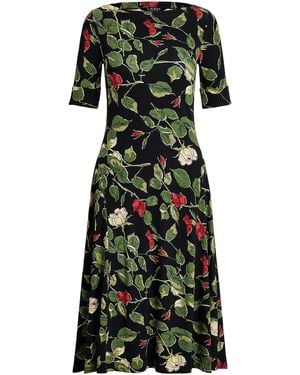 Ralph Lauren Floral Midi Dress - Black