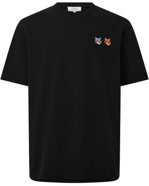 Maison Kitsuné Double Fox Hooded Comfort T-Shirt - Black
