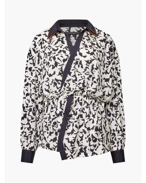 French Connection Domasco Twist Popover Long Sleeve Blouse - Black
