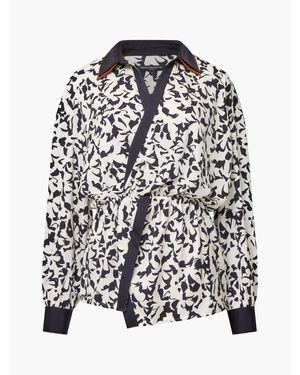 French Connection Domasco Twist Popover Long Sleeve Blouse - Black